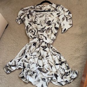 Ivory and black large wrap dress